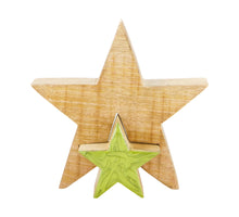 Sternförmiges Mangoholz 18x3,3x18cm Grün gemischt