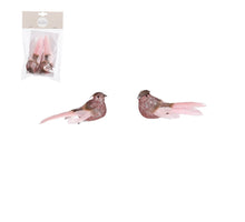Vogel-Clips rosa, 2 Stück - L12 x B4 x H4,5 cm