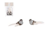Vogel-Clips, silber, 2 Stück - L12 x B4 x H4,5 cm