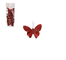 Clip Schmetterling d.rot 6 Stück - l10xb7xh2,5cm