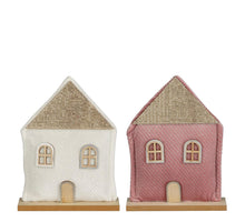 Hausdekoration weiß-rosa, 2er Set - L16 x B5 x H20,5 cm