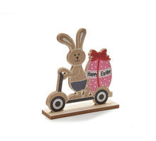 Hölzerner Hase im Wagen 17x20cm