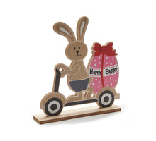 Holzkaninchen im Wagen 24x27cm