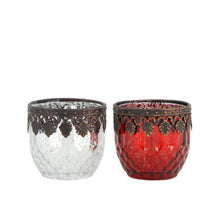 Teelichthalter Glas 6,5x6,5x6cm Silber gemischt