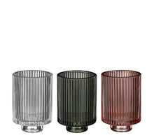 Teelichthalter Glas grün rosa 3 sortiert - h9,5xd8,5cm