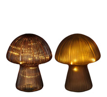 Pilzlampe aus braunem Glas, 2 Achsen, 20 LEDs, batteriebetrieben - H25 x D20 cm