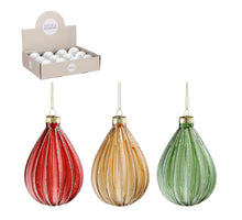 Kugel Glas Streifen gold rot grün 3 sortiert Display - d7cm