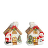 Dekoration Haus Weihnachtsmann Schneemann l.braun 2 assorti led batteriebetrieben - l13xb8xh15,5cm