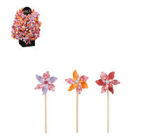 Dekorative Windmühle rot-orange-lila, 3er-Set, FSC-Mix - L14 x B9 x H37 cm