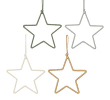 Dekoration Stern grau grün hellbraun weiß 4er Set - Ø 20cm