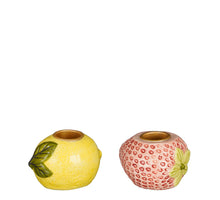 Kerzenhalter Erdbeere Zitrone Rosa Gelb 2er Set - L7xB6xH5cm