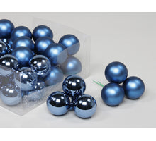 cb. 36 Glaskugeln/Draht basic blau 40 mm