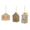 Hausornament dunkelbraun/grau/hellbraun, 3er-Set - L13 x B10 x H4 cm