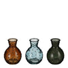 Glasvase, dunkelgrün, braun, blau, 3er-Set - H10 x D7 cm