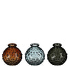 Vase aus Glas, dunkelgrün, braun, blau, 3er Set - H8 x D8,5 cm