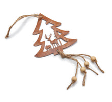Metall-Tannenbaum + Landschaftsanhänger 9x10cm rostig