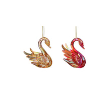 Schwanenornament rotgold, 2er-Set - L4,5 x B5 x H10 cm