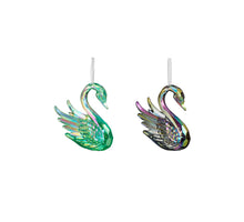 Ornament Schwan grün blau 2er Set - L4,5xB5xH10cm
