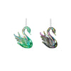 Ornament Schwan grün blau 2er Set - L4,5xB5xH10cm