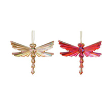 Libellenornament rotgold, 2er-Set - L14,5 x B1 x H10 cm