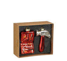 Ornament Werkzeug Glas rot - L14 x B12 x H5,5 cm