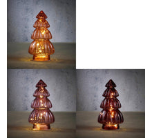 Baum lila/rosa/rot, 3 Äste, 10 LEDs - H28 x D15 cm - exkl. Batterien, mit Timer.