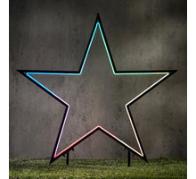 Garten-Neon-Gartenstecker Stern schwarz mit Timer, Fernbedienung - L90 x H102 cm