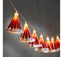 Snoer kerstman hoed rood w. wit 10 led batt. en timer - l90cm