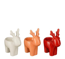 Kerzenhalter Elch rot weiß orange 3er Set - L10xB5,5xH11,5cm