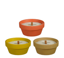 Citronella-Kerze, orange-braun-limettengrün, 3er-Set - H 5,7 x D 12 cm