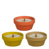 Citronella-Kerze, orange-braun-limettengrün, 3er-Set - H 5,7 x D 12 cm