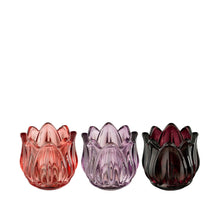 Teelichthalter rosa lila violett 3er Set - H6,5 x D7cm