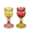 Teelichthalter Tulpe rosa lila 2er Set - H15 x D8 cm