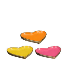 Dekoschale Herz rosa orange gelb 3er Set - L11xB10xH1,5cm - Aluminium