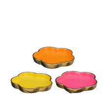 Dekoschale Blume rosa orange gelb 3er Set - H1,5 x D11 cm - Aluminium