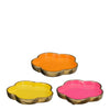 Dekoschale Blume rosa orange gelb 3er Set - H1,5 x D11 cm - Aluminium