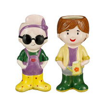 Lustiger Topf lila gelb 2er Set - L10xB8,5xH21cm