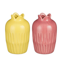Ivon Vase gelb-rosa 2er Set - H14 x D9,5 cm