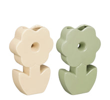 Dekorative Blume, hellgrün/hellgelb, 2er Set - L13,5 x B4,5 x H21 cm
