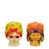 Lustiger Kerzenhalter gelb-orange, 2er Set - H10,5 x D8 cm