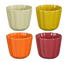 Corfu Becher orange hellgrün rosa gelb 4er Set - H7,5 x D8,5 cm