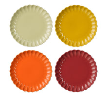 Corfu Frühstücksteller orange hellgrün rosa gelb 4er Set - H 2,5 x D 21 cm