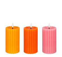 LED-Kerze Terra Rosa, 3er-Set, batteriebetrieben mit Timer - H12,5 x D7 cm