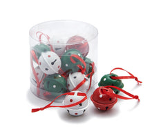 Weihnachtsglöckchen-Anhänger 3cm rot/weiß/grün 12 Stück