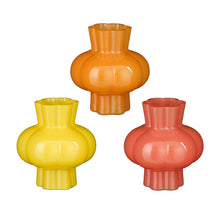 Vaas roze oranje geel 3 assorti - h12xd11cm - glas