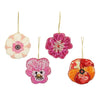 Ornament bloem roze paars rood wit 4 assorti - h1,5xd8cm