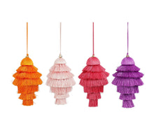 Ornament kroonluchter paars d.roze l.roze oranje 4 assorti - h15xd9cm