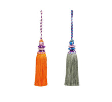 Ornament hangkwast oranje groen 2 assorti - h20xd4cm