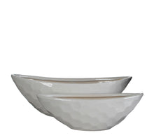 Diamantschale oval weiß 2er Set - l50xb20xh17cm