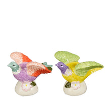 Kandelaar vogel roze groen 2 assorti - l15,5xb12,5xh11,5cm